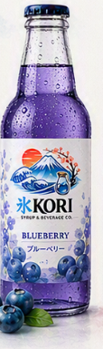 Bottle of Kori Blueberry sparkling carbonated beverage
